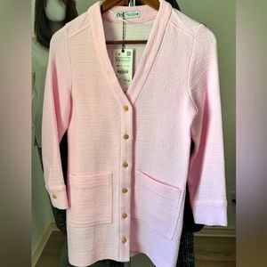 NWT Zara!!  Textured Jacket Dress Cardigan,Bloggers Pastel Pink Size XS